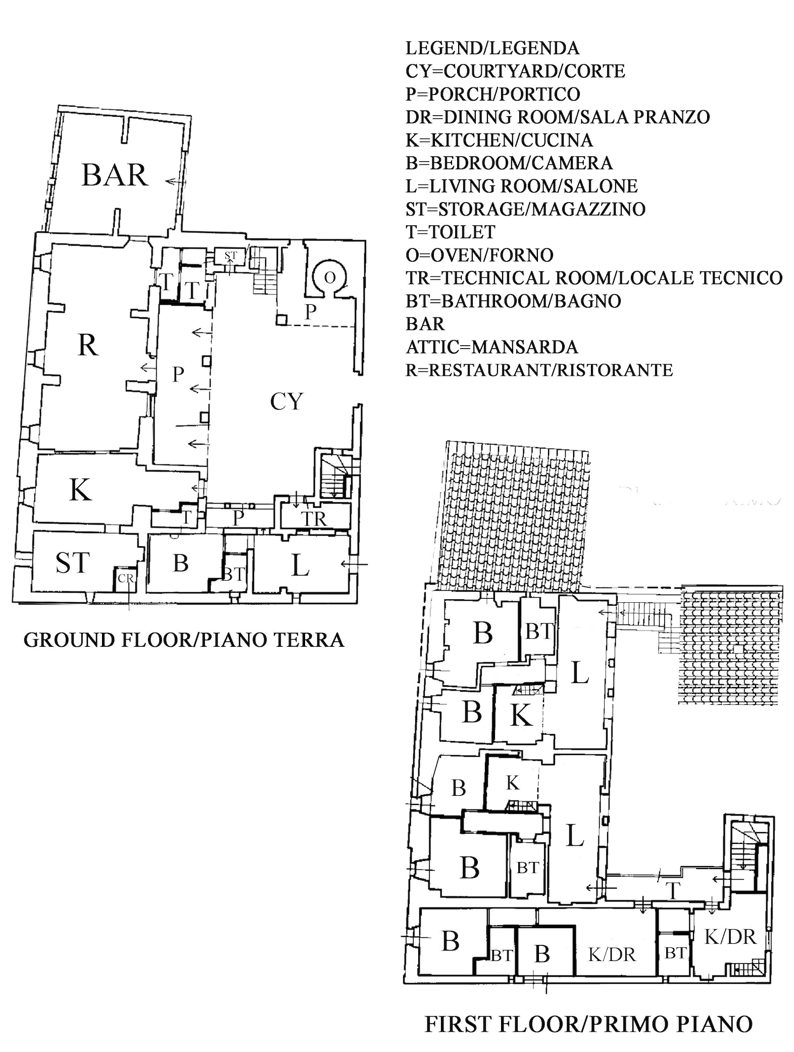 Ground and first floor main house